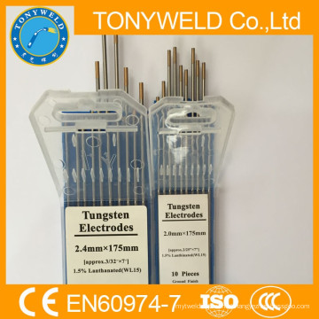 Ouro 1.6 * 175mm WT20 eletrodo de tungstênio TIG